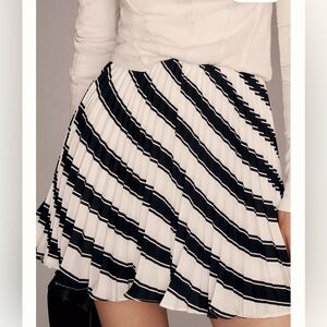 Maeve Black and White Striped Skater Skirt